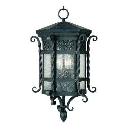 Maxim Three Light Country Forge Seedy Glass Hanging Lantern 30128CDCF